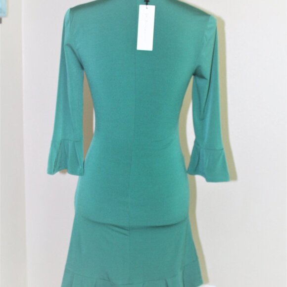 BCBGeneration Ruffle Wrap Dress 3/4 bell sleeves liquid knit XS - Picture 4 of 8